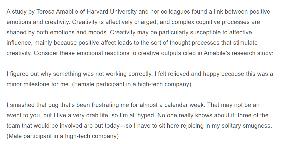 1a. Discuss the impact of affect on creativity.