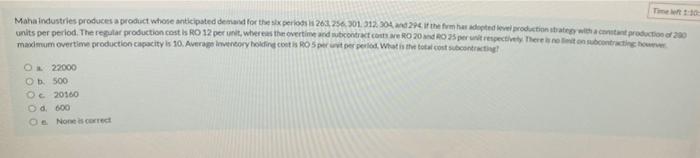 Mana industries produces a product whose