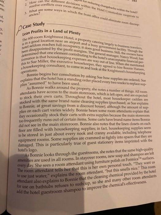 this to Sue Miller, the executive housekeeper,