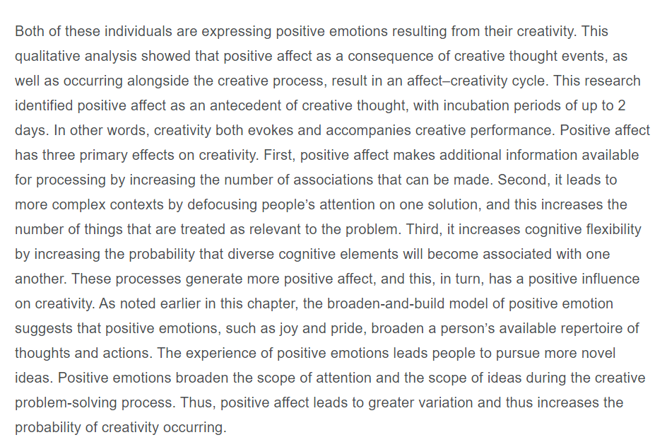 1a. Discuss the impact of affect on creativity.