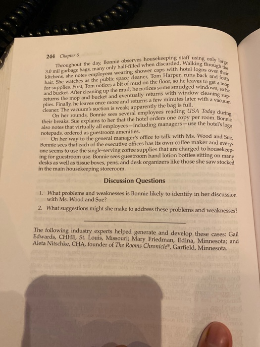 this to Sue Miller, the executive housekeeper,