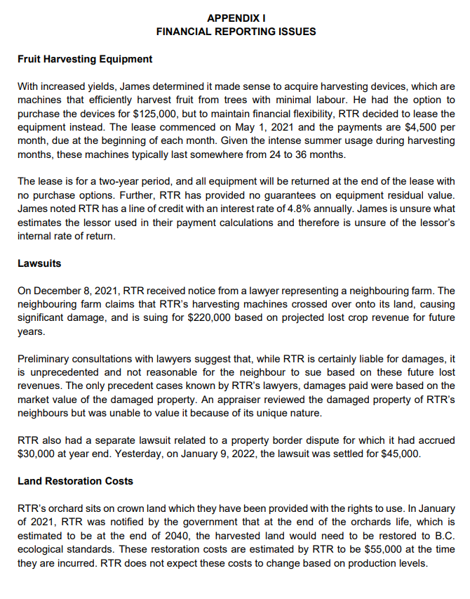 Q: What accounting issues does RTR face and