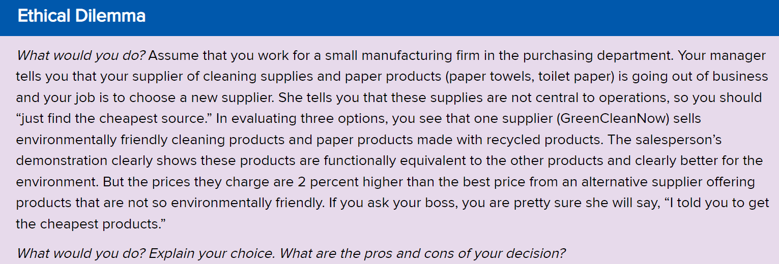 What would you do? Assume that you work for a