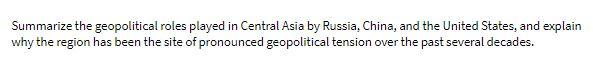 Summarize the geopolitical roles played in
