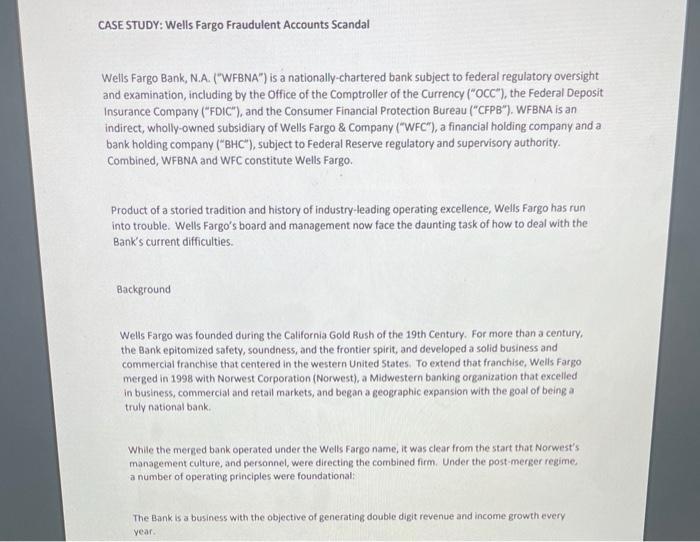 CASE STUDY: Wells Fargo Fraudulent Accounts