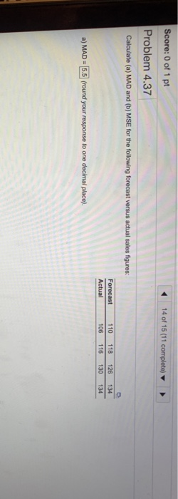 Score: 0 of 1 pt 14 of 15 (11 complete) Problem