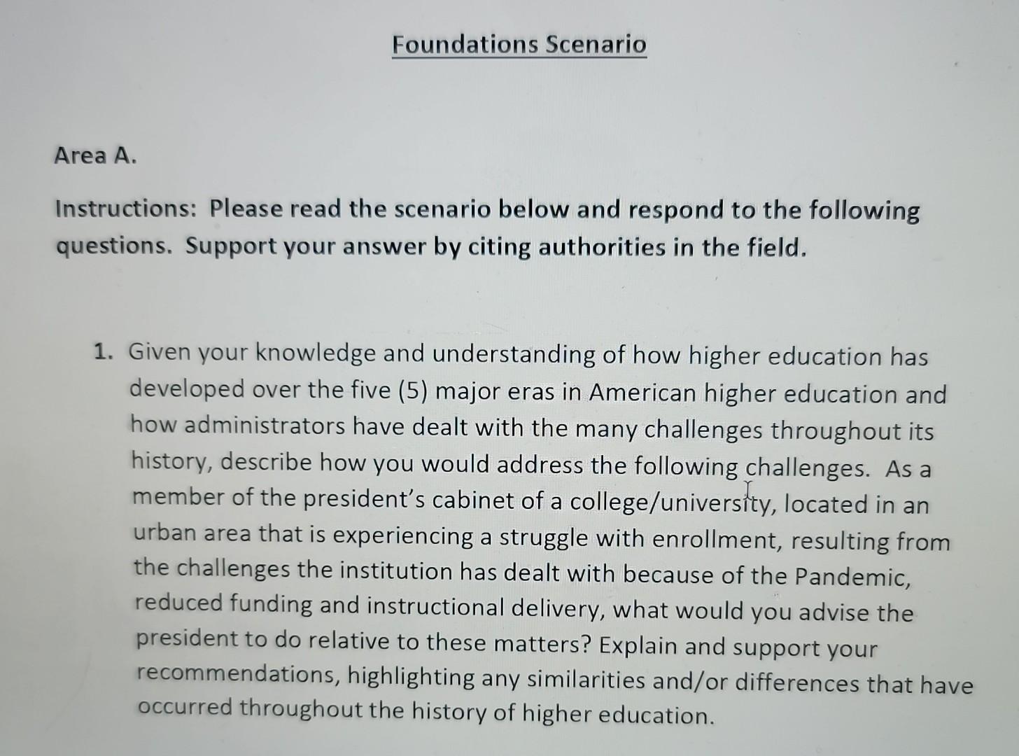 Instructions: Please read the scenario below and