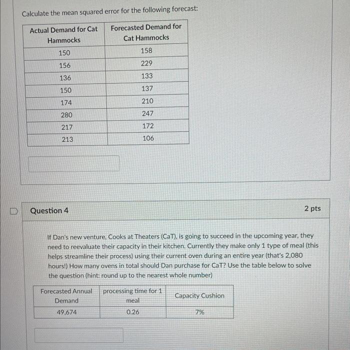 Calculate the mean squared error for the