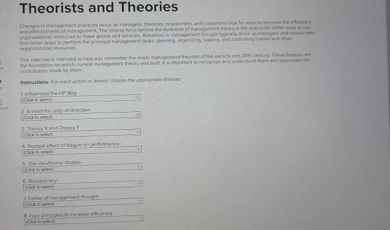 Theorists and Theories Changes in management