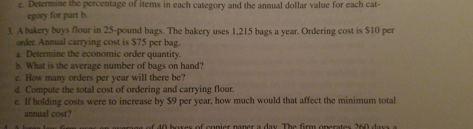 e. Determine the percentage of items in each