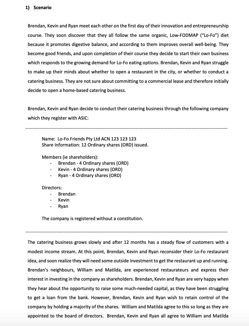 This is a Corporation Law task which I need help