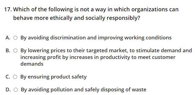 17. Which of the following is not a way in which