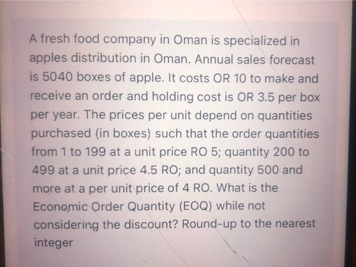 A fresh food company in Oman is specialized in