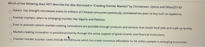 Which of the following does NOT describe the idea