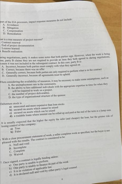 part of the EIA processes, impact response