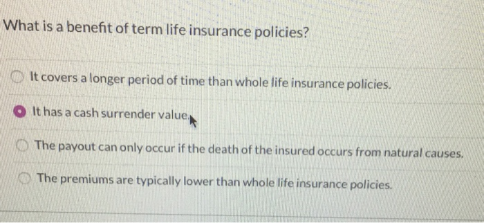 What is a benefit of term life insurance