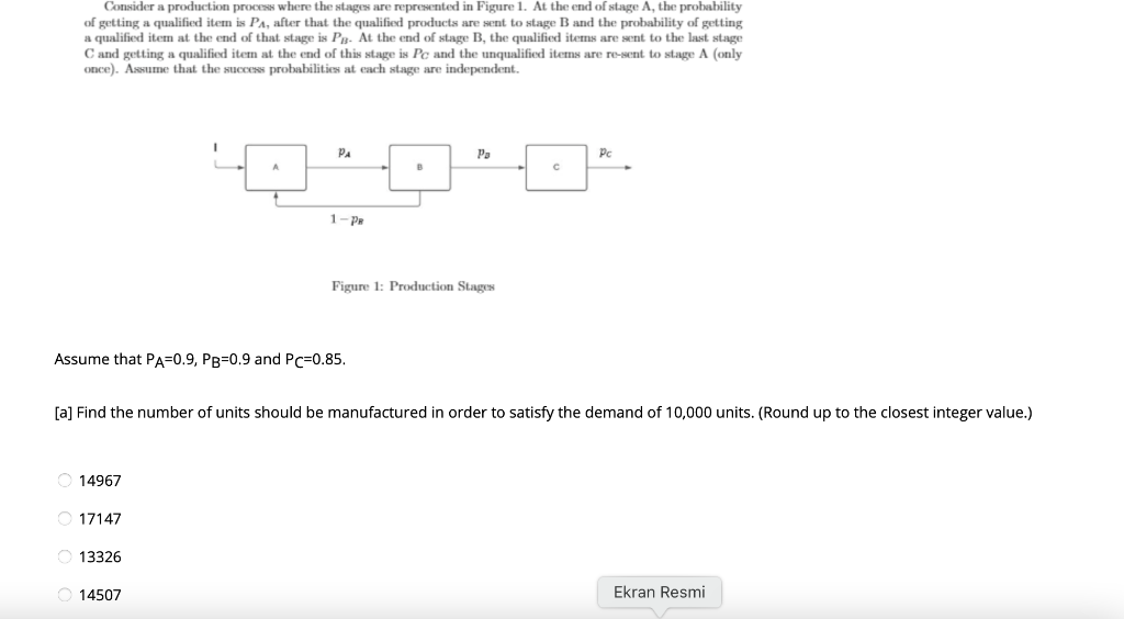 Consider a production process where the stages