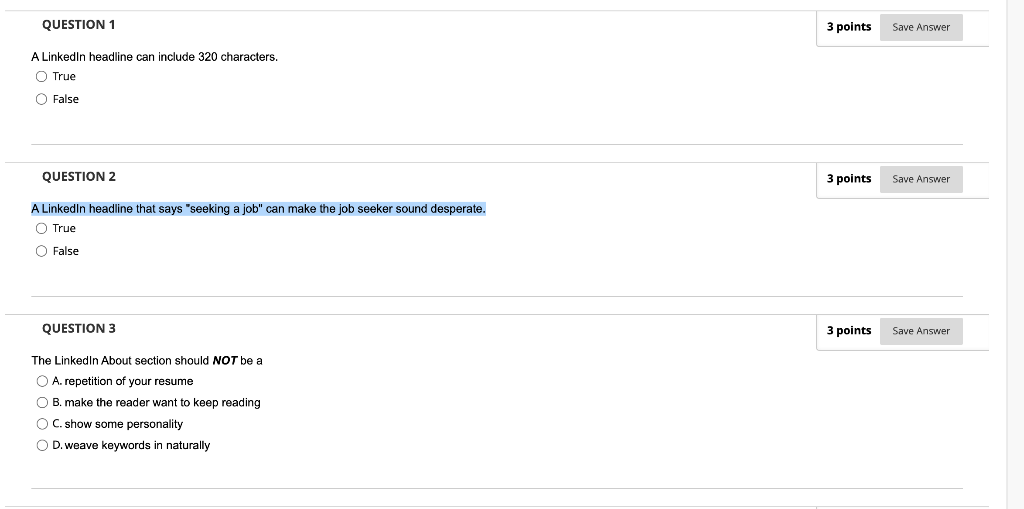 The Linkedln About section is A. unnecessary B. a