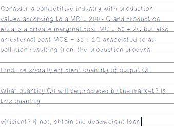 Consider a competitive industry with production