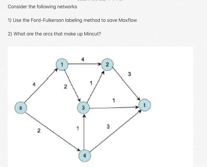 Consider the following networks 1) Use the