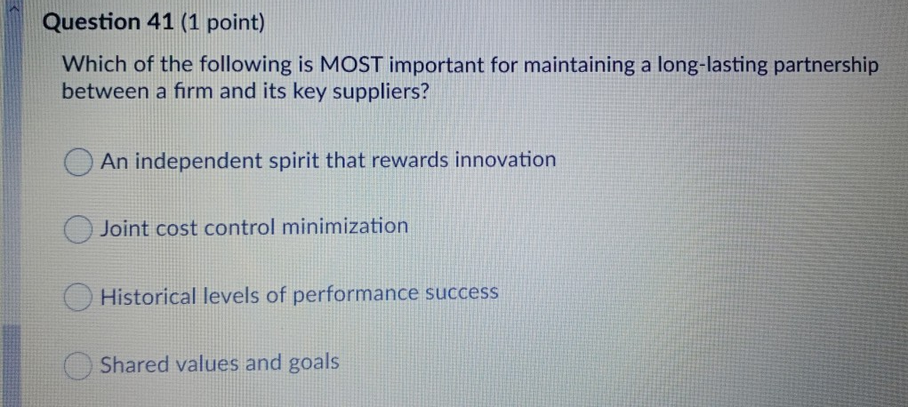 ques 41 Question 41 (1 point) Which of the