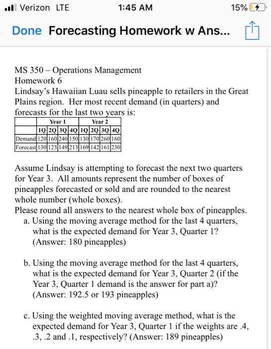 . E. What is the forecast for the next two