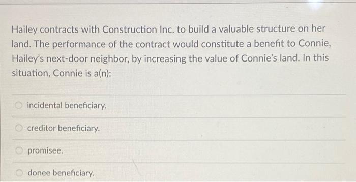 Hailey contracts with Construction Inc. to build