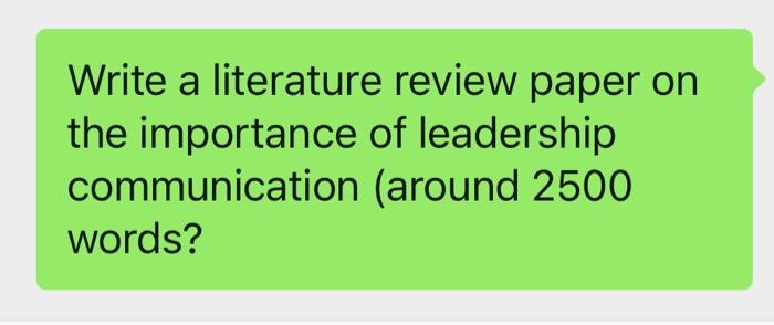 Write a literature review paper on the importance