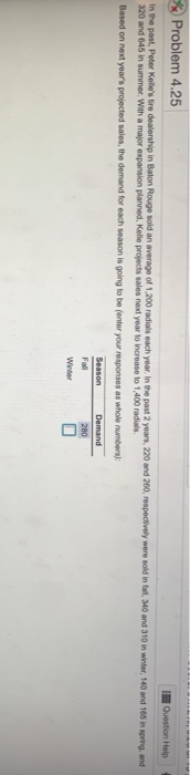 winter summer spring Problem 4.25 Question Help