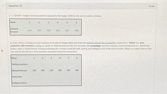 Question 27 12 pts a-Gestalt's Gadgets has
