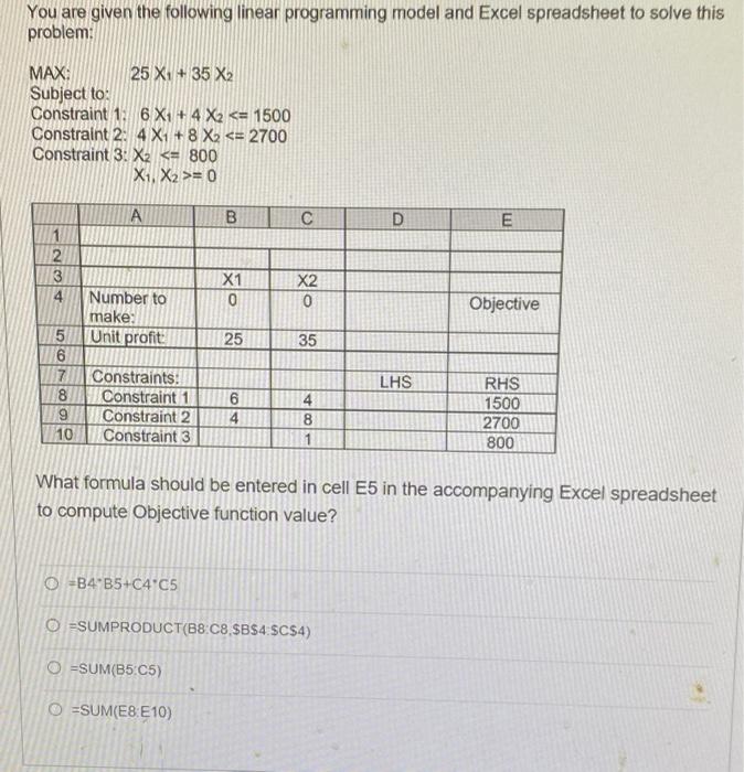 You are given the following linear programming
