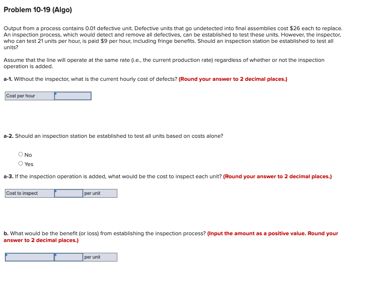Problem 10-19 (Algo) Output from a process