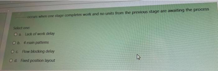occurs when one stage completes work and no units