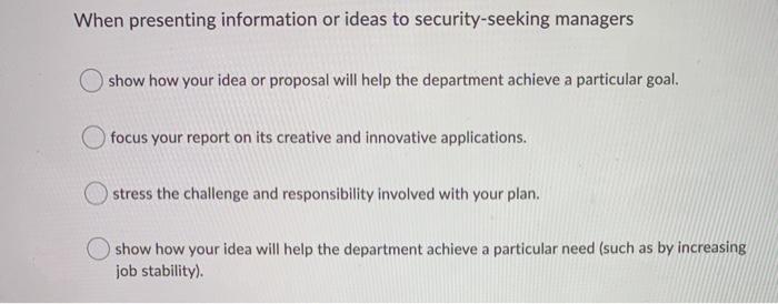 When presenting information or ideas to