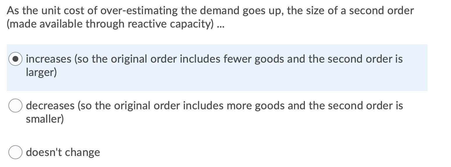 As the unit cost of over-estimating the demand