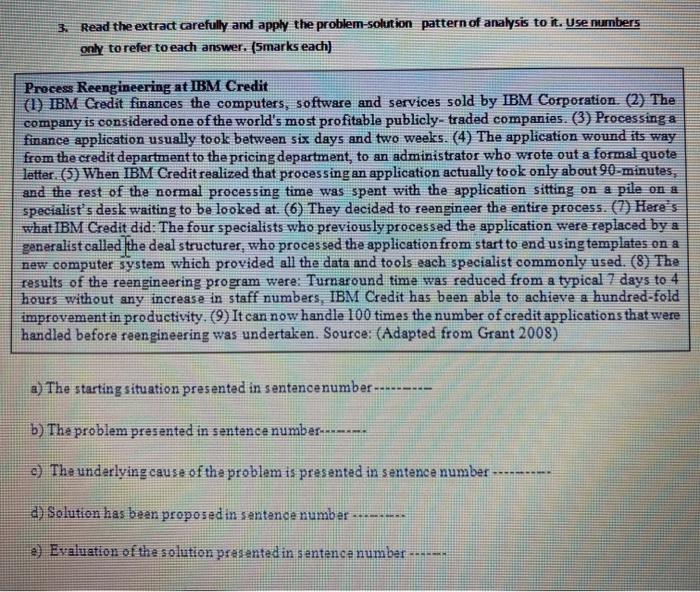 3. Read the extract carefully and apply the