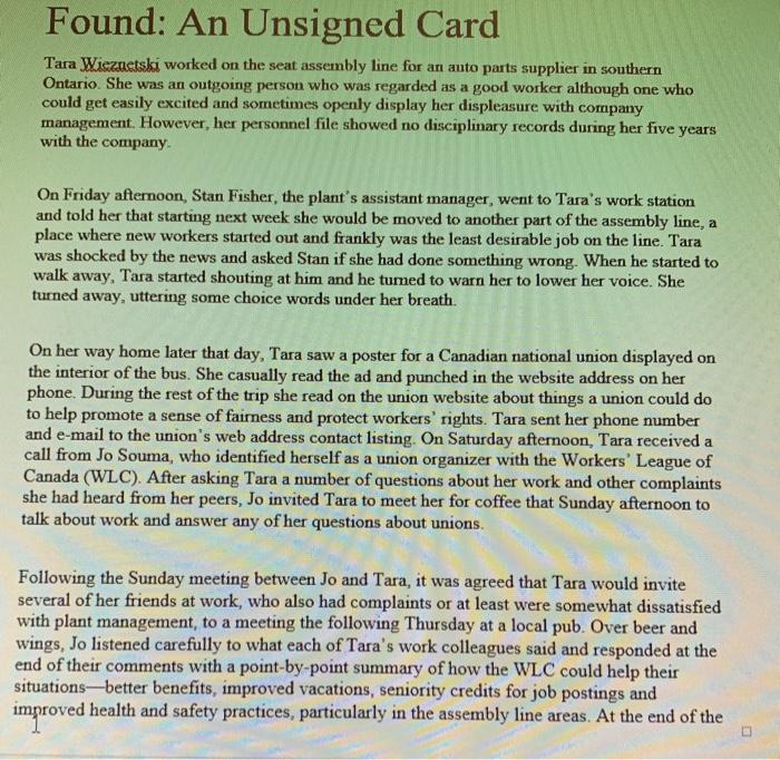 Found: An Unsigned Card Tara Wiszaetski worked on