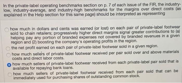 In the private-label operating benchmarks section