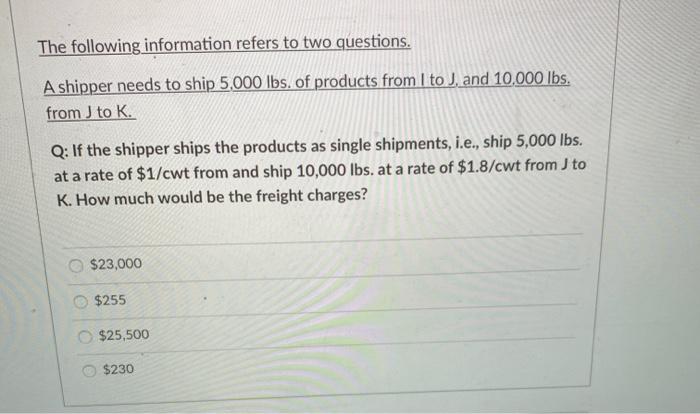 The following information refers to two