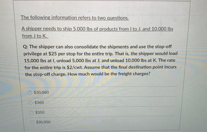 The following information refers to two