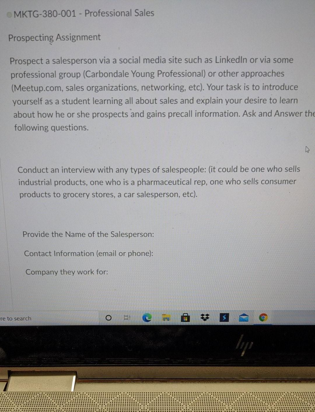 requires response to: 1. How do you prospect?