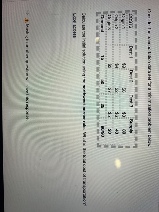 Consider the transportation data set for a