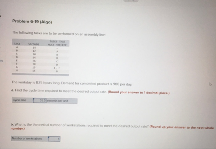 Problem 6-19 (Algo) The following tasks are to be