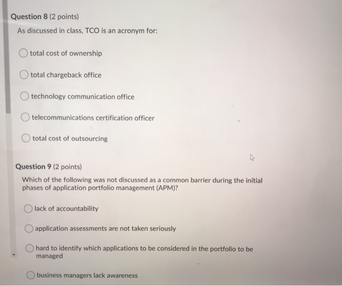 Question 4 (2 points) The goal of a risk