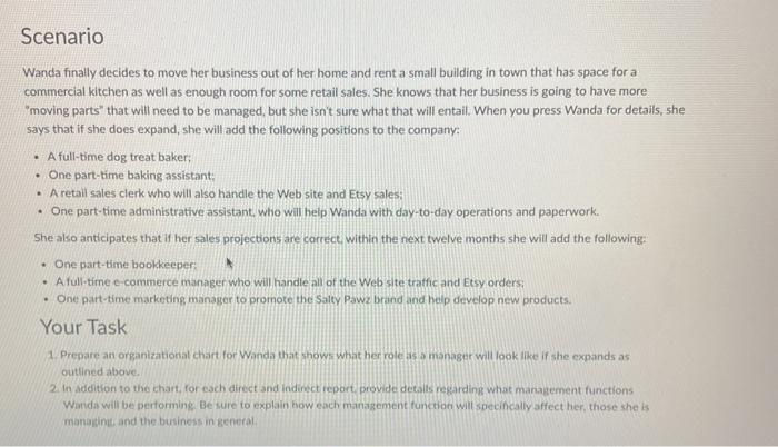 . . Scenario Wanda finally decides to move her