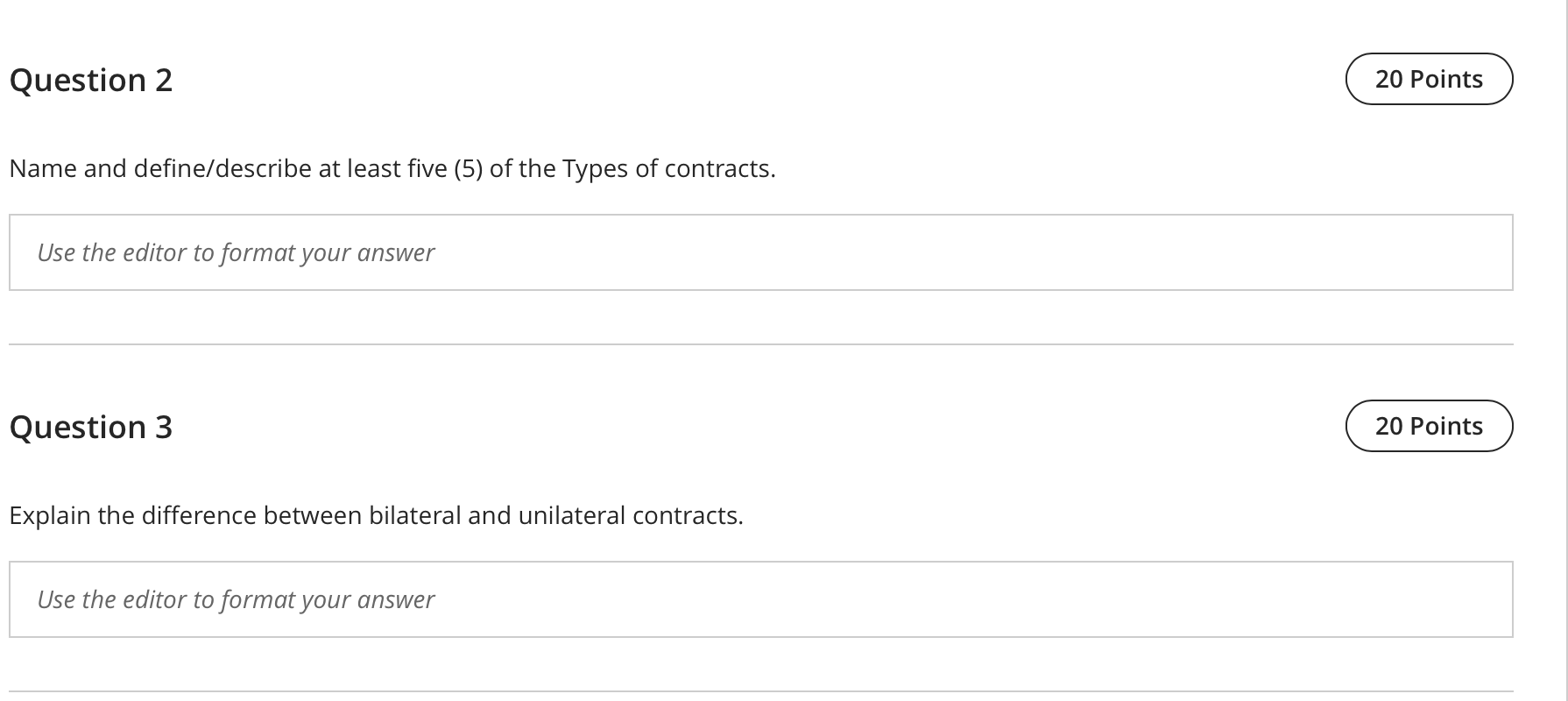 Name and define/describe at least five (5) of the