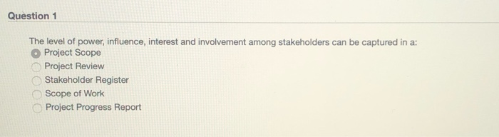 Question 1 The level of power, influence,