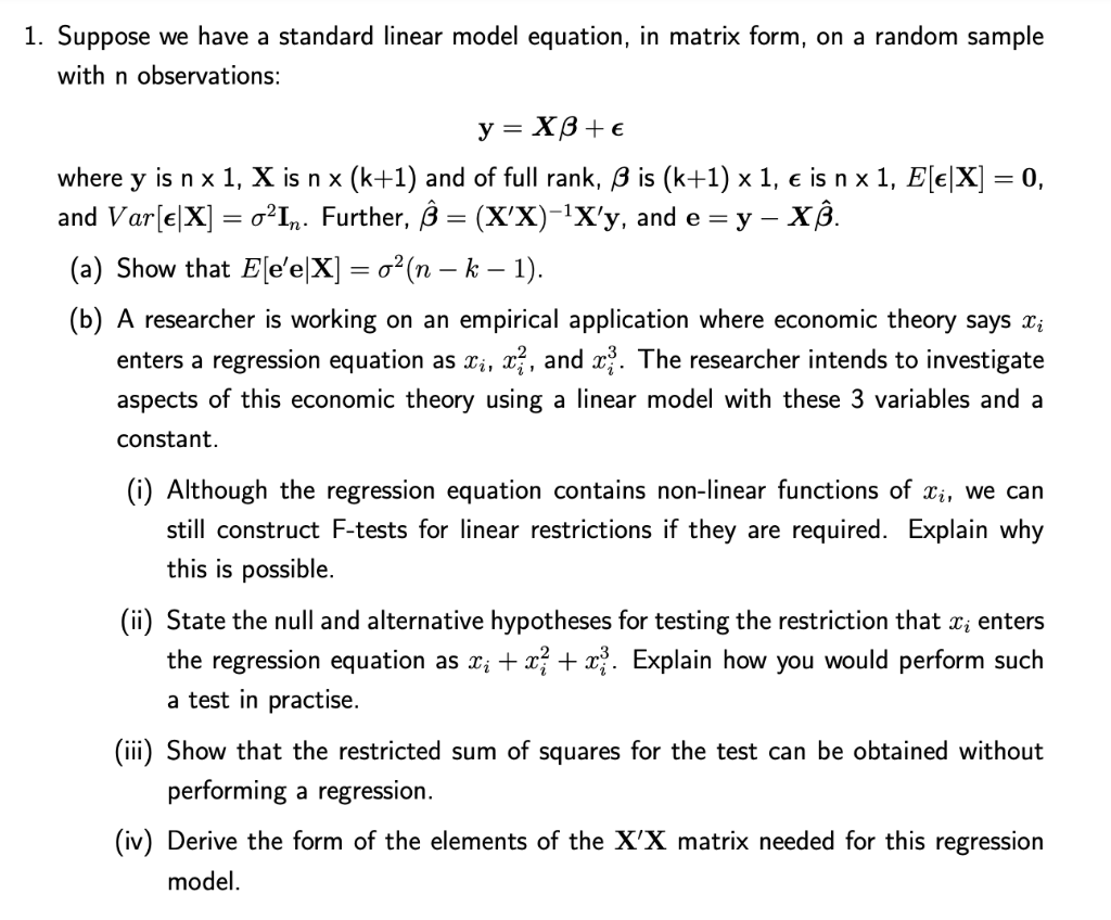 1. Suppose we have a standard linear model
