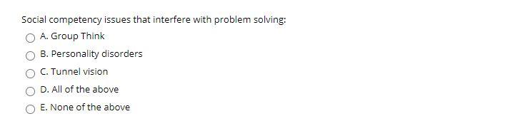 Social competency issues that interfere with