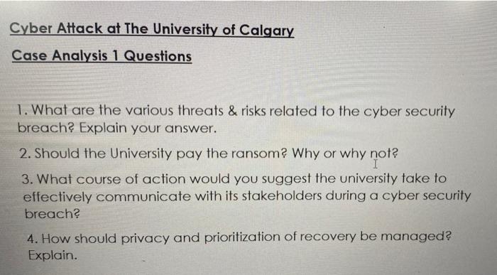 please answer this questions. Cyber Attack at The